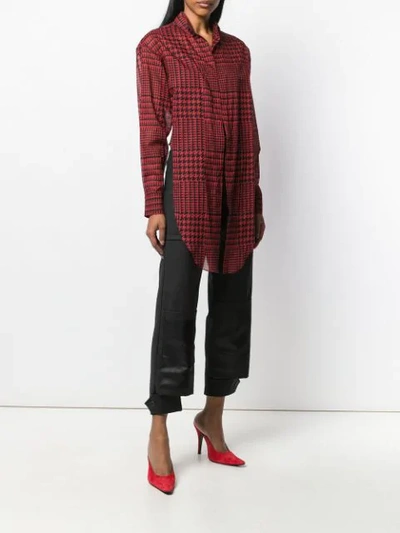 Shop Alexandre Vauthier Cropped Houndstooth Shirt - Red