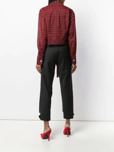 Shop Alexandre Vauthier Cropped Houndstooth Shirt - Red