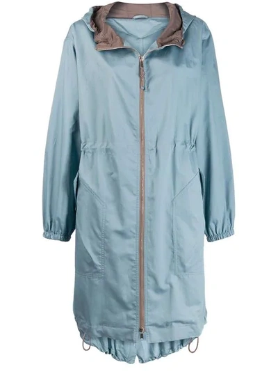 Shop Brunello Cucinelli Hooded Parka Coat In Blue