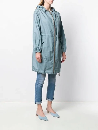 Shop Brunello Cucinelli Hooded Parka Coat In Blue