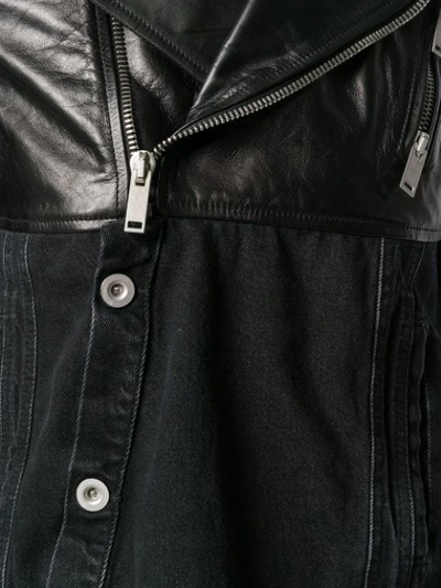 Shop Ben Taverniti Unravel Project Asymmetric Denim Panel Biker Jacket In Black