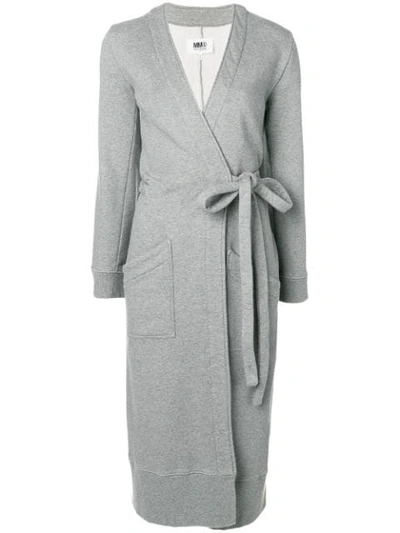 Shop Mm6 Maison Margiela Belted Sweater Coat In Grey