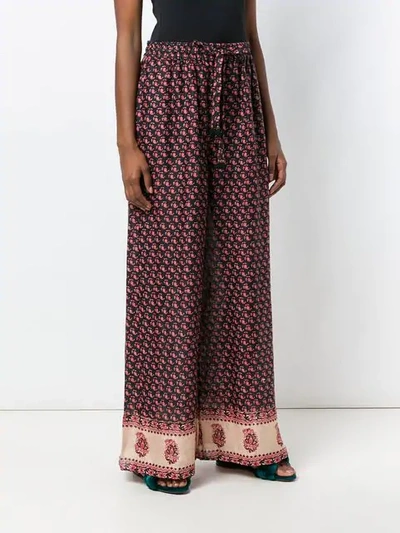 Shop Zimmermann Jaya Printed Wide-leg Trousers In Black ,red