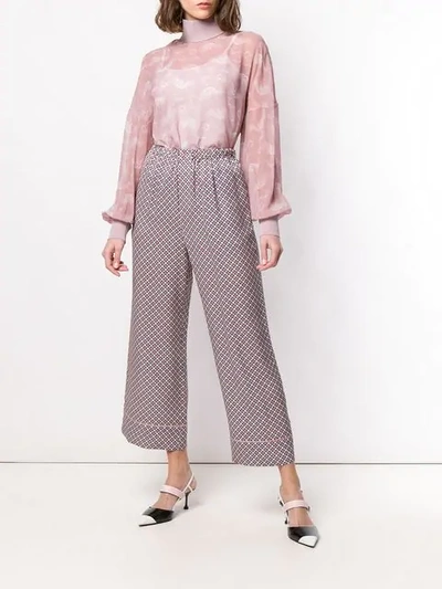 Shop Fendi Floral Flared Trousers In Pink