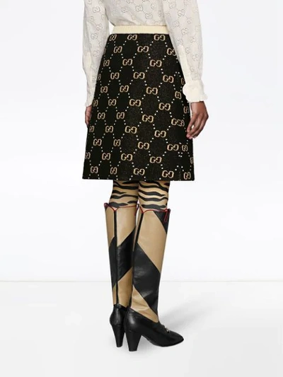 Shop Gucci Gg Pattern Knit A-line Skirt In Black