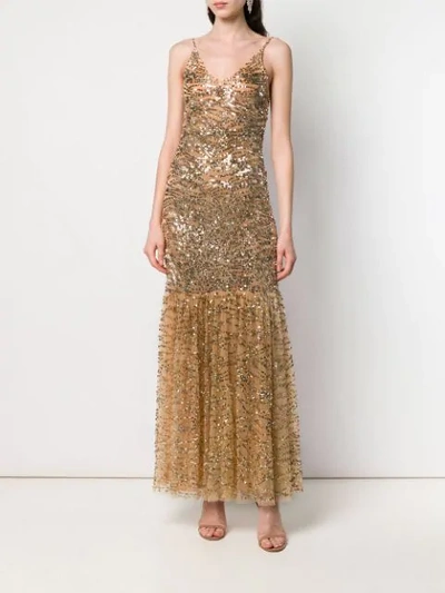 Shop Aniye By Sequinned Cocktail Dress - Gold