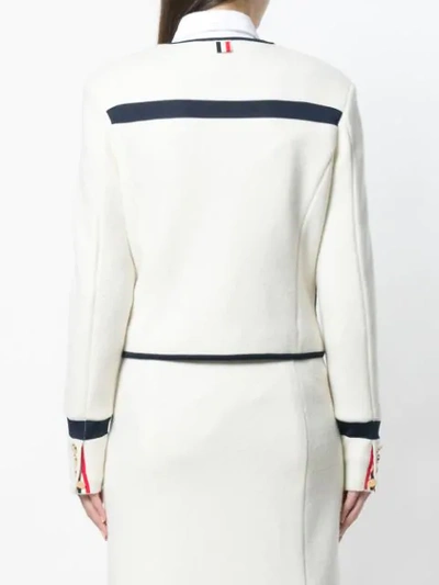 THOM BROWNE WOOL KNIT CREWNECK JACKET - 白色