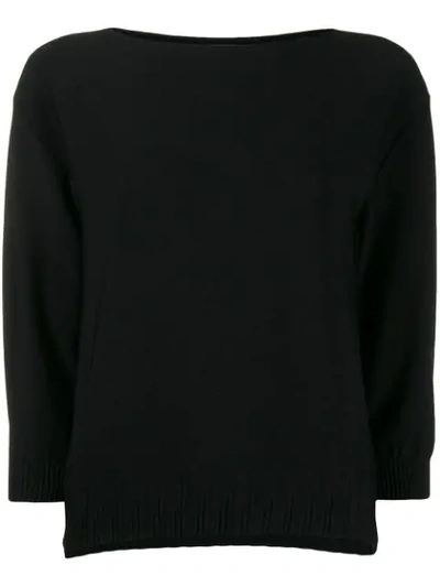 Shop Roberto Collina Boat Neck Sweater In Black