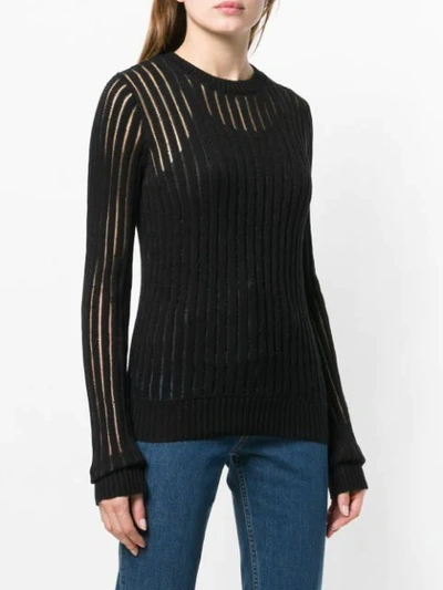 Shop Helmut Lang Sheer Stripe Sweater In Black 001