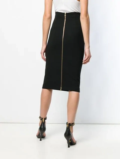 Shop Versace Back Zip Pencil Skirt In Black