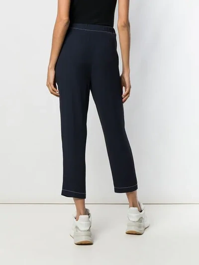 Shop Marni Cropped Elasticated Trousers In Blue