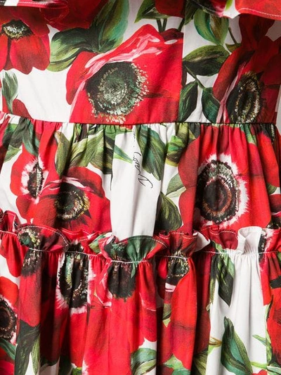 Shop Dolce & Gabbana Floral Ruffle Dress In Red