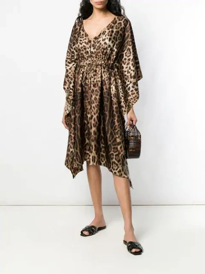 Shop Dolce & Gabbana Flared Mini Dress In Brown