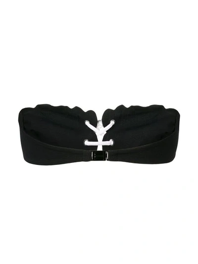 Shop Marysia Antibes Lace-up Bikini Top In Black