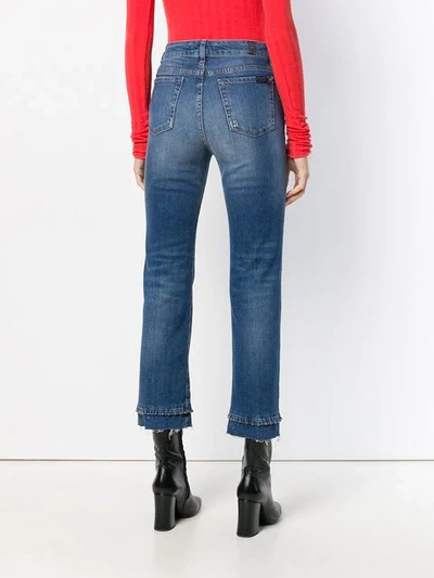 Shop 7 For All Mankind Beaded Hem Cropped Jeans In Blue