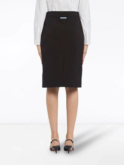 Shop Prada Stretch Cotton Pencil Skirt In Black