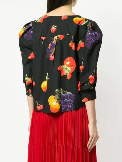 Shop Msgm Fruit Print Shirt In Black