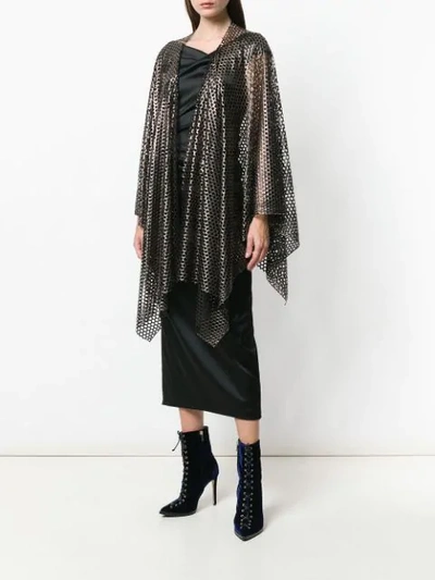 Shop Talbot Runhof Perforated Mesh Poncho In Black