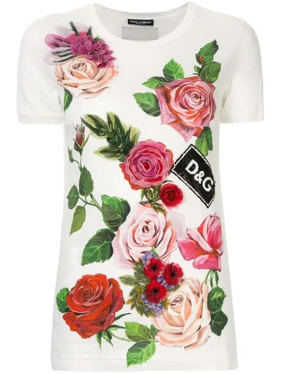Shop Dolce & Gabbana Floral T-shirt In White