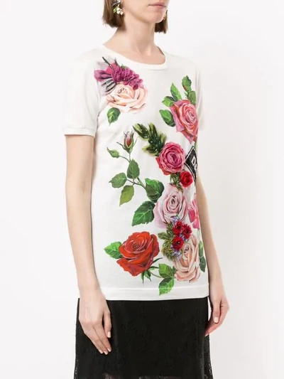 Shop Dolce & Gabbana Floral T-shirt In White