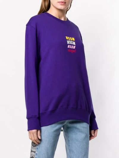 Shop Msgm Logo Sweater In Purple