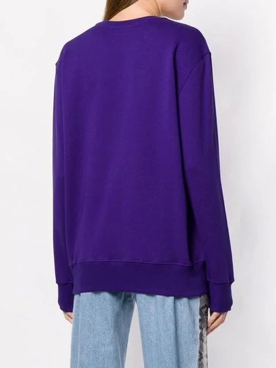 Shop Msgm Logo Sweater In Purple