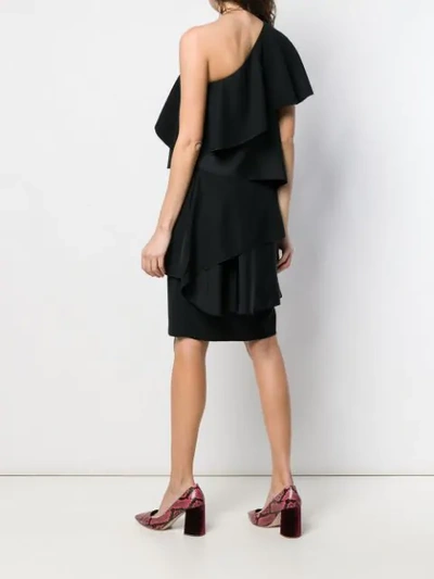 Shop Lanvin One Shoulder Ruffle Dress In 10 Nero