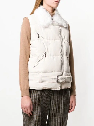 Shop Barbara Bui Shearling Buckled Vest In Neutrals