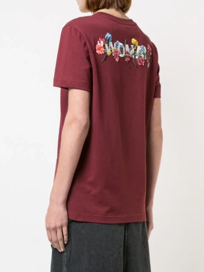 Shop Off-white Floral Embroidered T-shirt In Red