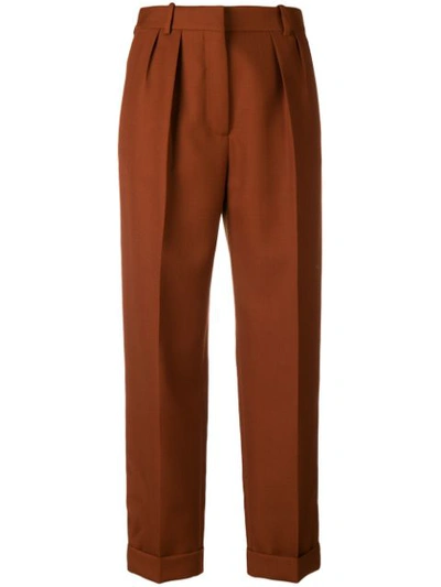 Shop Victoria Beckham High Waisted Pleat Trousers - Brown