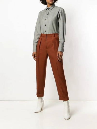 Shop Victoria Beckham High Waisted Pleat Trousers - Brown
