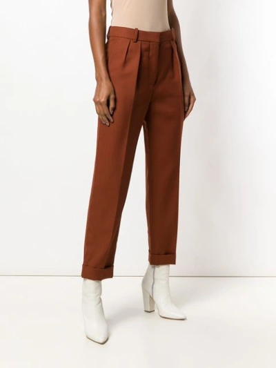 Shop Victoria Beckham High Waisted Pleat Trousers - Brown