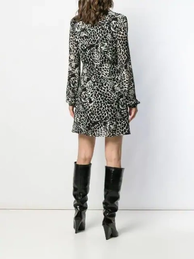 Saint Laurent Short Dress With Leo Print In Black