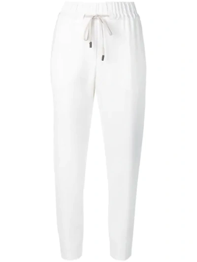 Shop Peserico Drawstring Track Trousers - White