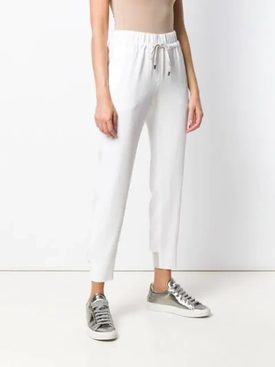 Shop Peserico Drawstring Track Trousers - White
