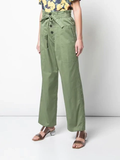 Shop Sea Tie Waist Trousers In Green