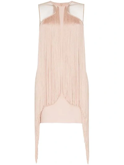 Shop Stella Mccartney Fringe Trim Bodycon Mini Dress In Pink