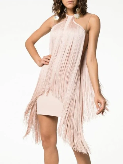 Shop Stella Mccartney Fringe Trim Bodycon Mini Dress In Pink