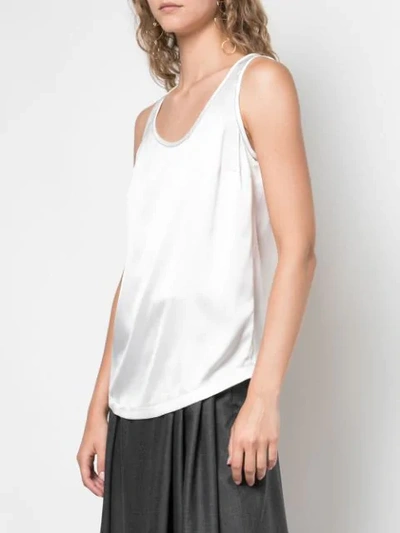 Shop Brunello Cucinelli Silk Tank Top In White