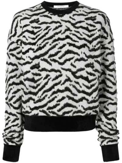 Shop Givenchy Zebra Print Sweater In White