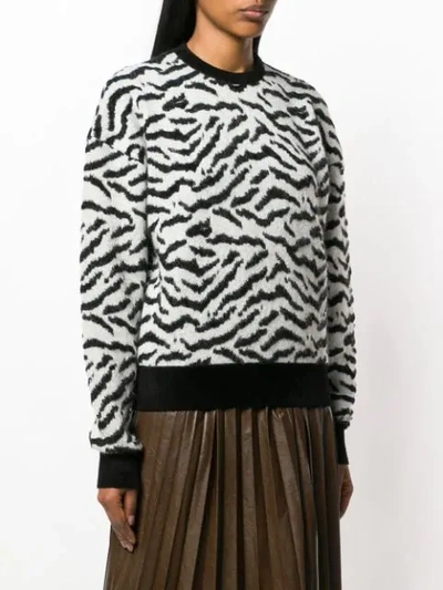 Shop Givenchy Zebra Print Sweater In White