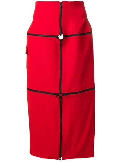 Shop Yohji Yamamoto Zip Skirt In Red