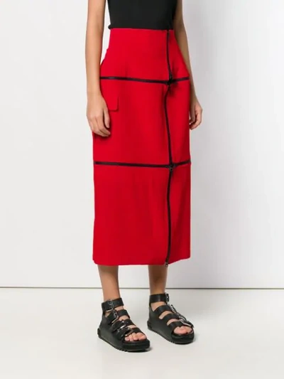 YOHJI YAMAMOTO ZIP SKIRT - 红色