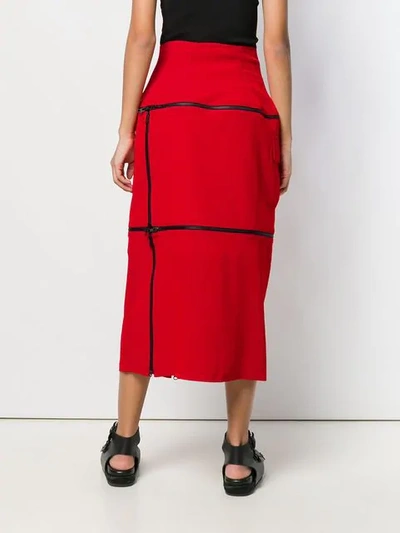 Shop Yohji Yamamoto Zip Skirt In Red