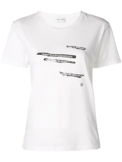 Shop Saint Laurent Text Print T-shirt In White