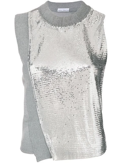 Shop Paco Rabanne Metallic Mesh Tank In 075 Grey Silver