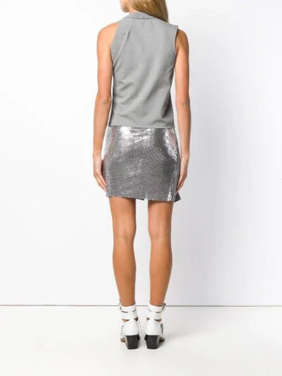 Shop Paco Rabanne Metallic Mesh Tank In 075 Grey Silver