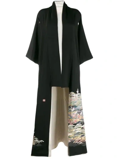 Shop A.n.g.e.l.o. Vintage Cult 1970's Printed Kimono Coat - Black