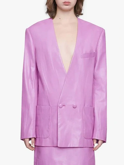 Shop Gucci Oversize Leather Jacket In Pink