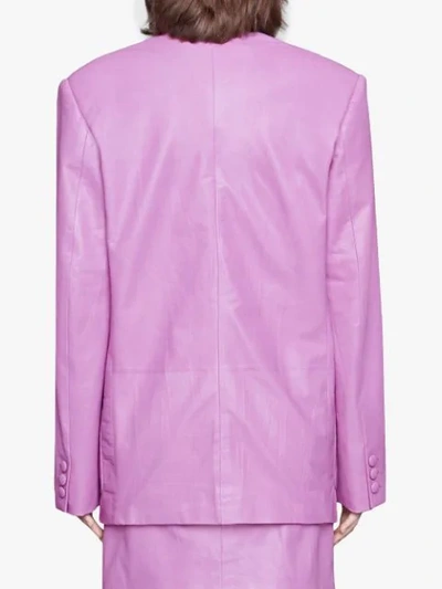 Shop Gucci Oversize Leather Jacket In Pink